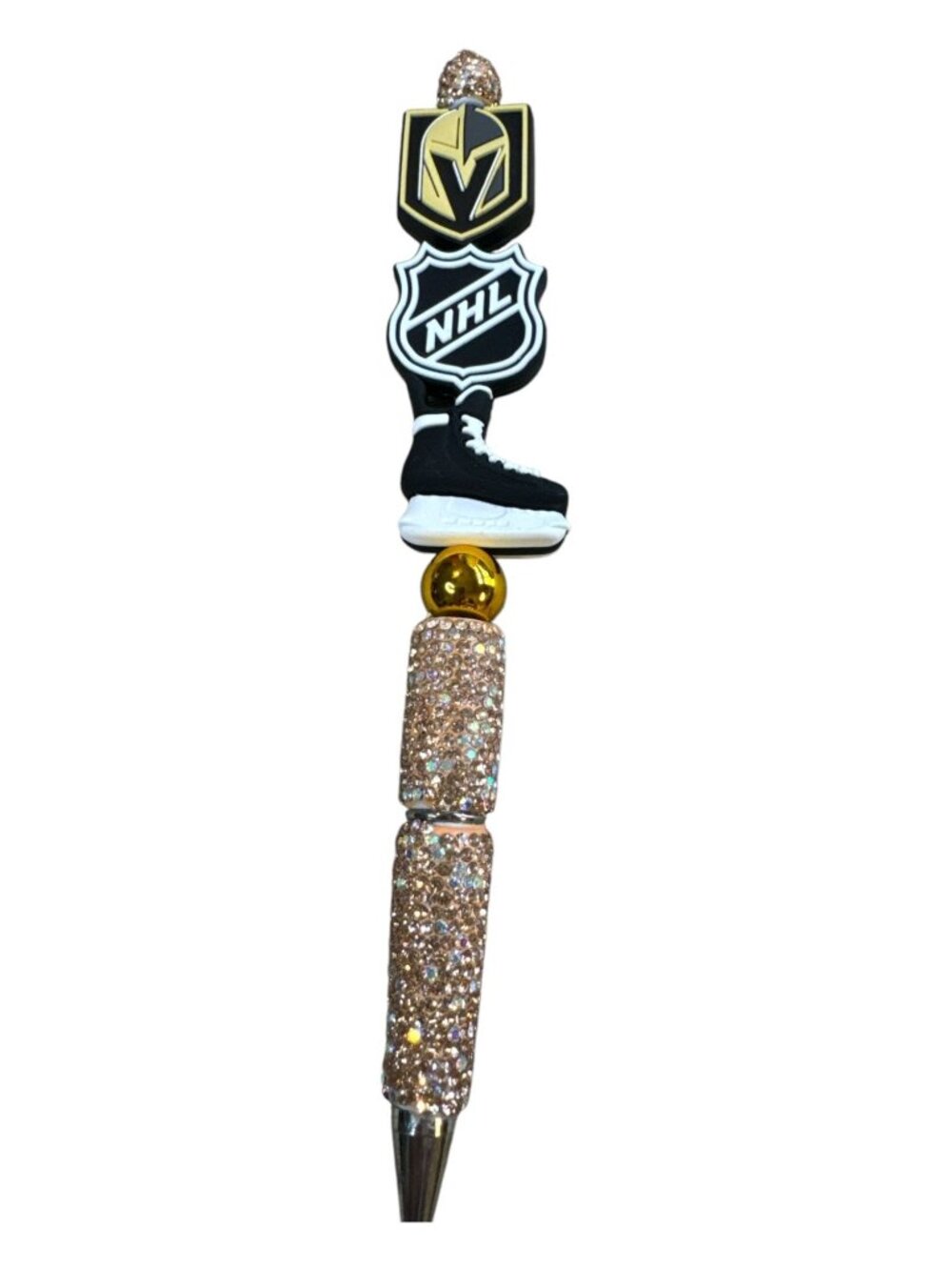 NHL Vegas Golden Knights Rhinestone Pen With Hockey Skate Topper